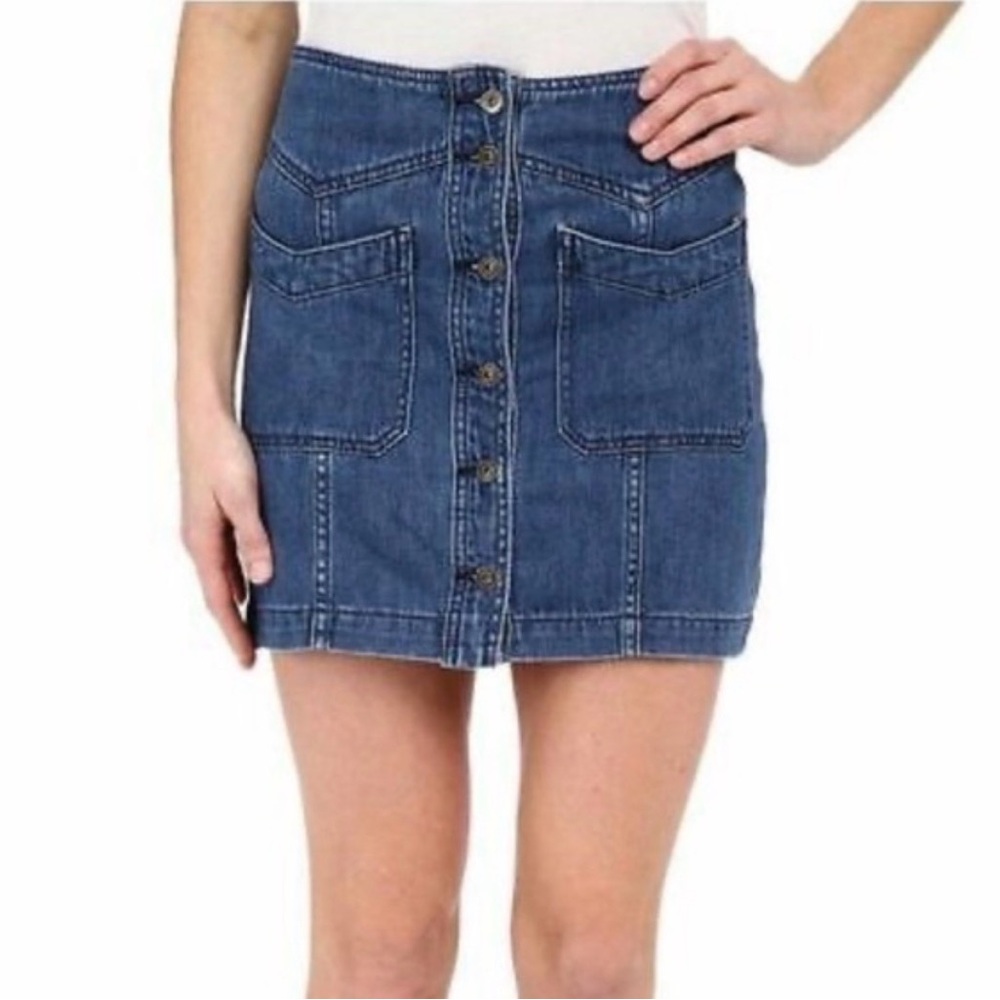 Free People Come a Little Closer Denim Skirt